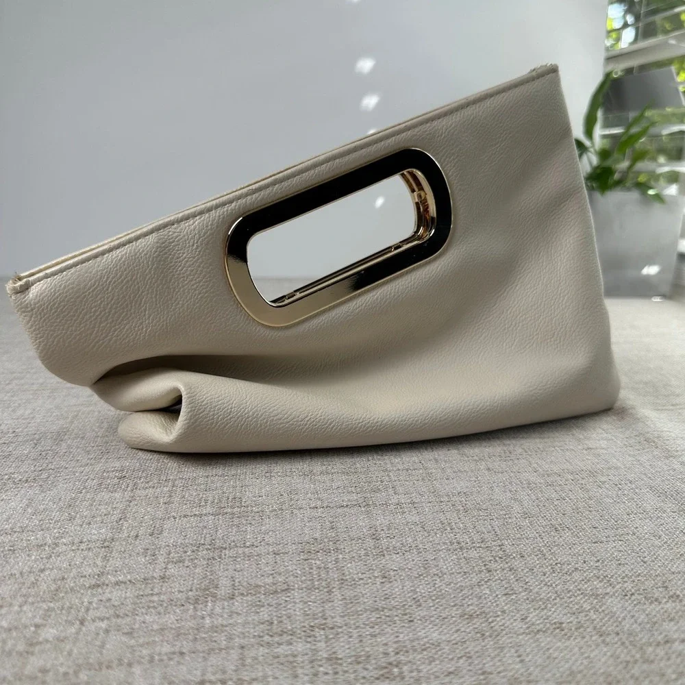 Vintage Gunne Sax Ivory Gold Handle Clutch Purse 90s Y2K Evening Bag